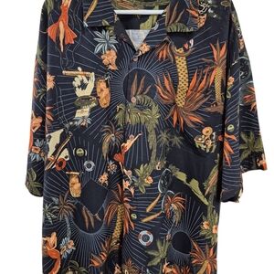 Tommy Bahama Cuba Themed Shirt, Cigar, XXLarge 100% Silk